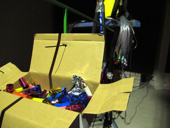 Vacuum cleaner and birthday party blowers in Living Is Not as Serious as You Might Think I, 2020